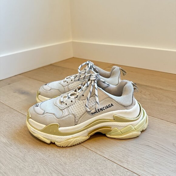 Balenciaga White Chunky Triple S Trainers Sz 37 - Picture 3 of 4